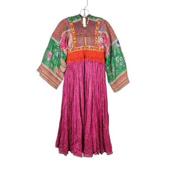 Vintage Afghan Tribal Midi Dress Embroidered Mirror Collector’s Boho Balochi